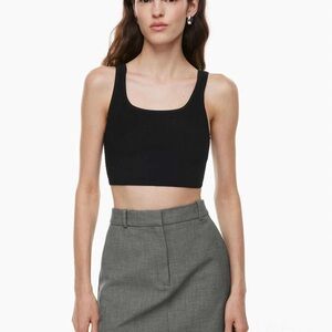 Babaton black ribbed Sculpt Knit Squareneck Cropped Tank